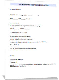 Muster Kaufvertrag Grundst Ck Formular Vorlage