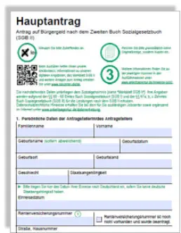 Formular- Antrag auf Bürgergeld