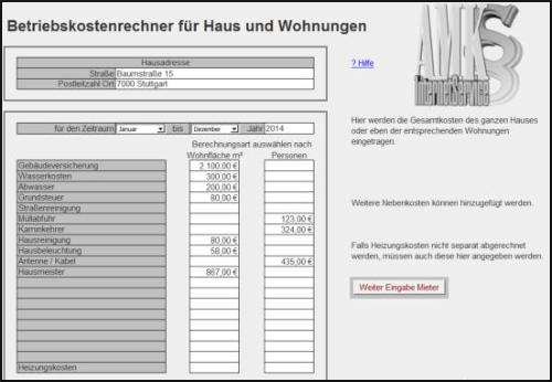 Beschreibung Zum Programm Der Nebenkostenabrechnung In Excel